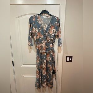 Floral faux wrap dress